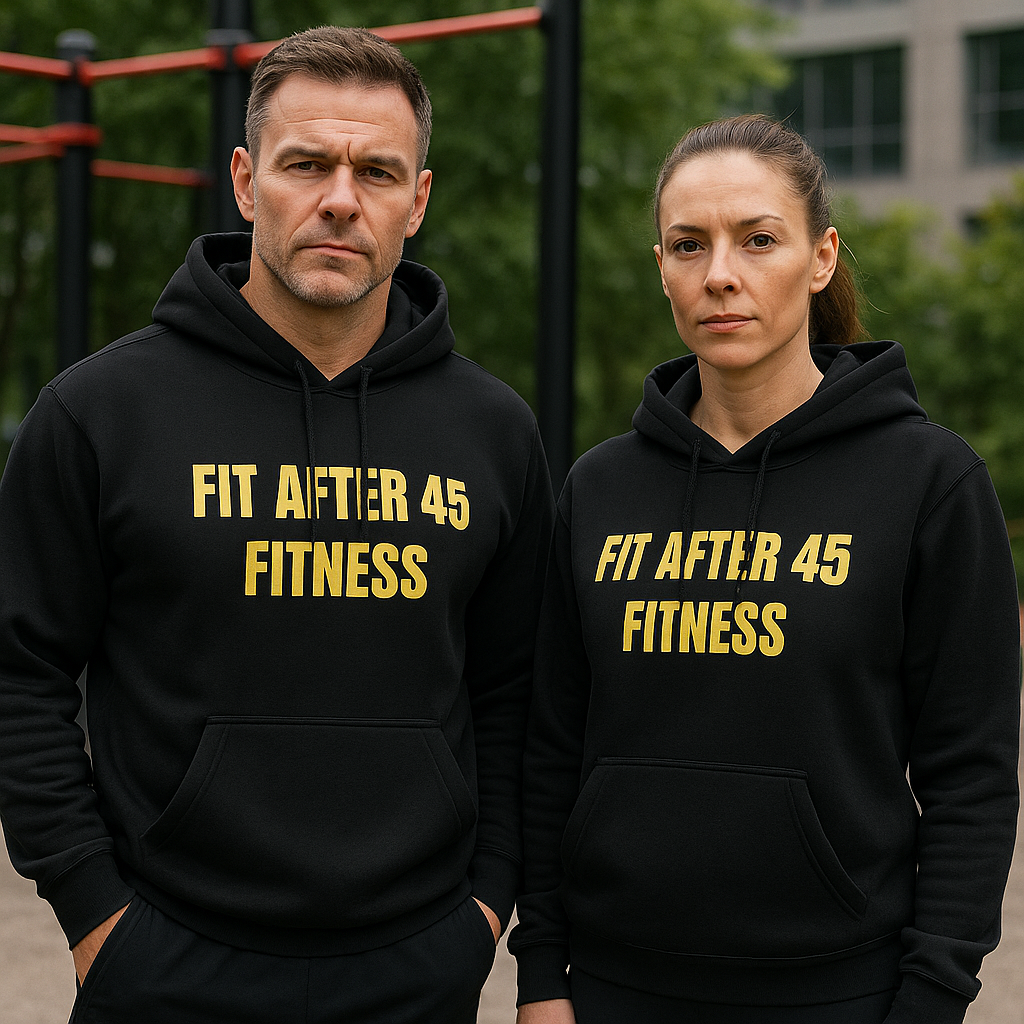 Fit After 45™ Motivational Hoodie — “Built For Life After 45” Edition