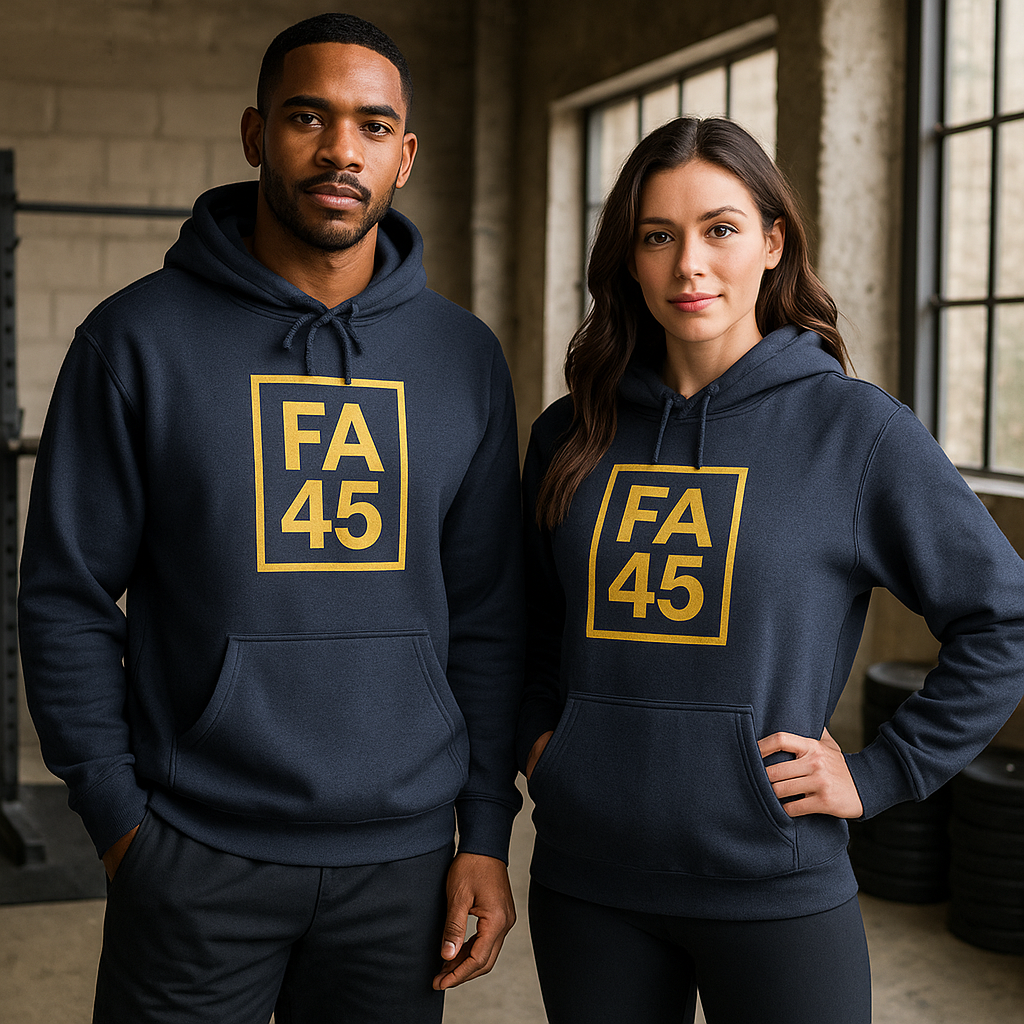 FA45 Box Logo Hoodie — Vintage Gold Edition