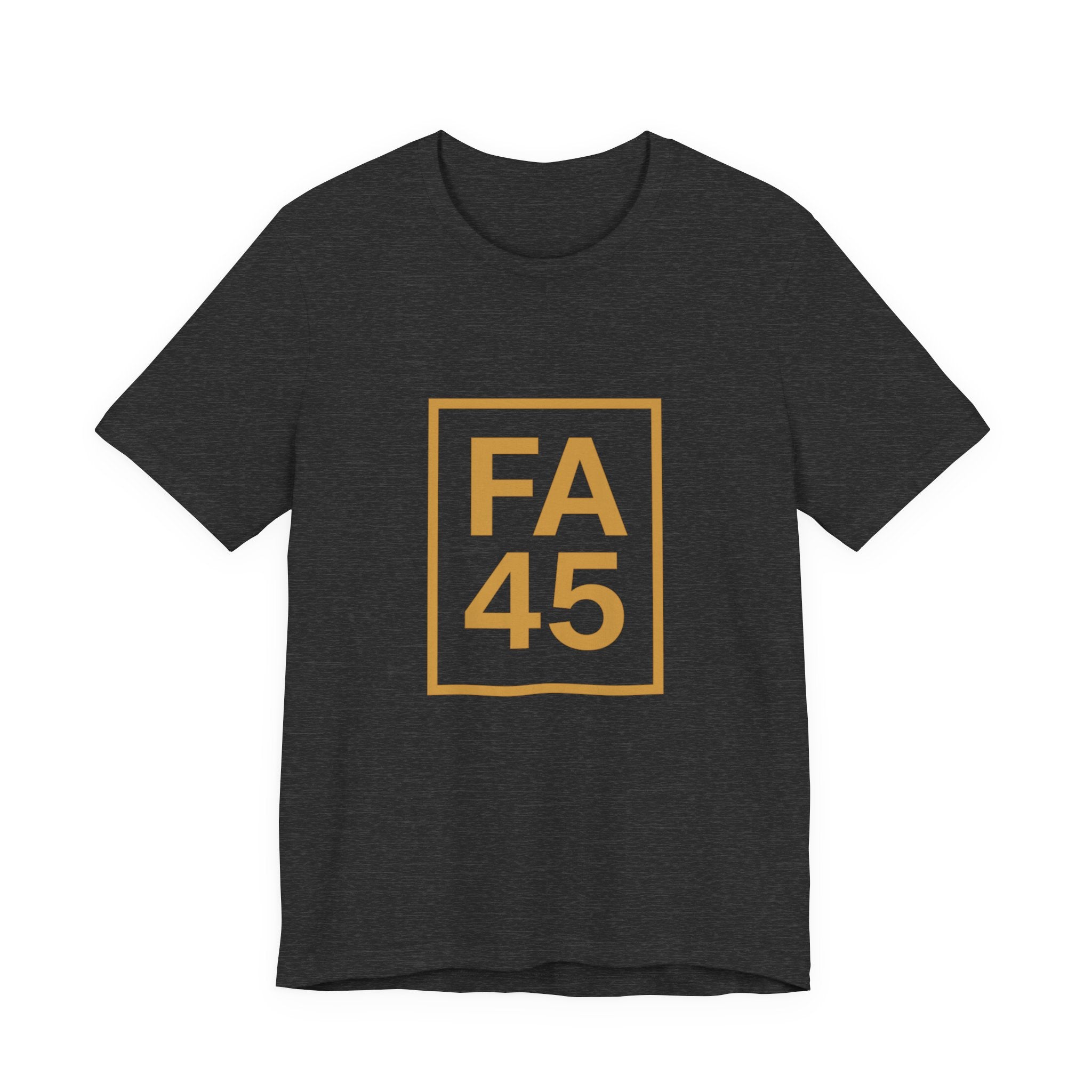 FA45 Logo T-Shirt — Minimalist Gold Box Graphic Tee
