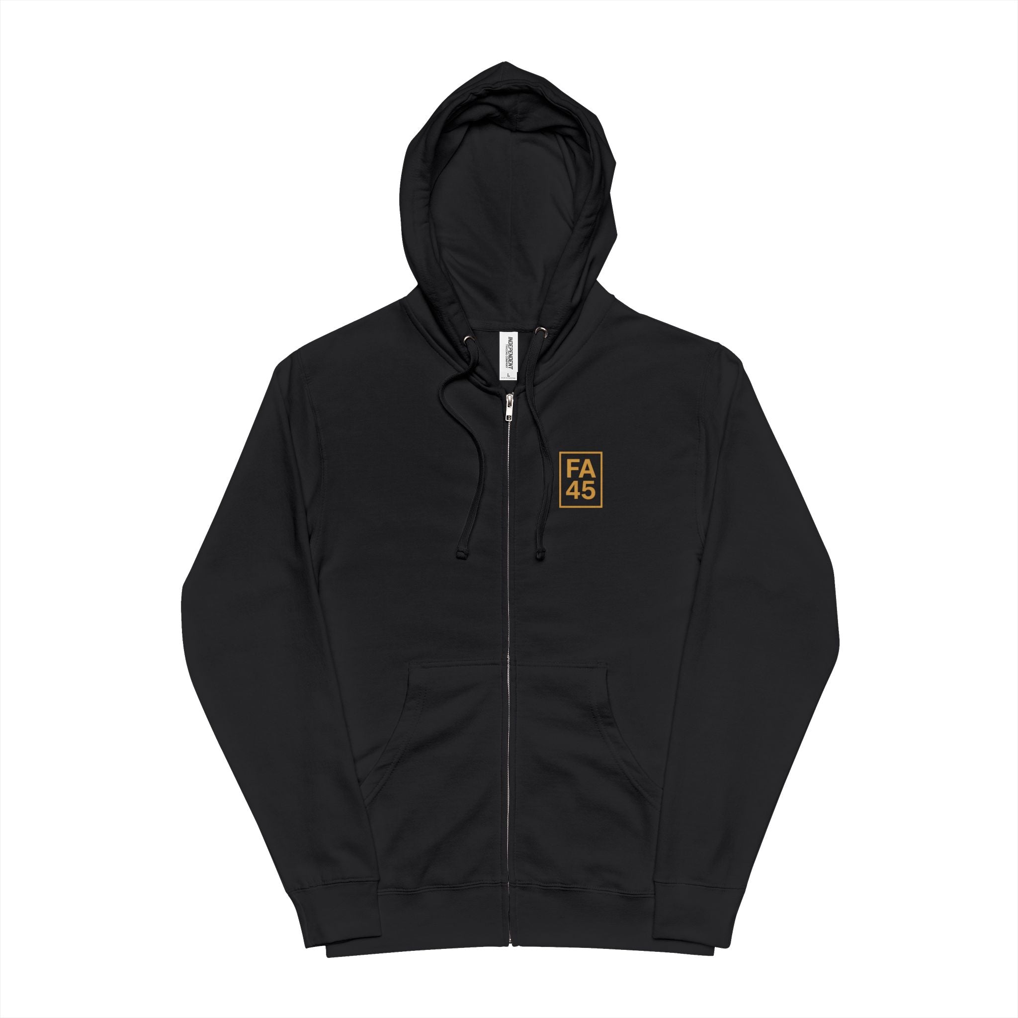 Fit After 45 Zip Hoodie — Minimal Athletic Chest Logo