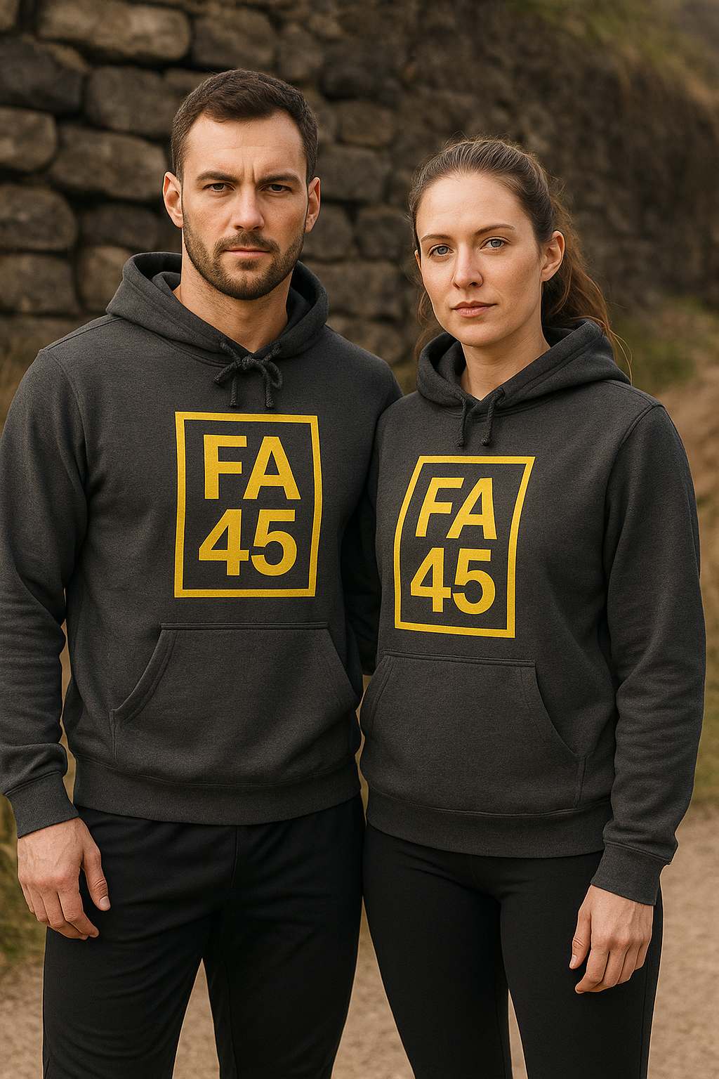 FA45 Box Logo Hoodie — Vintage Gold Edition