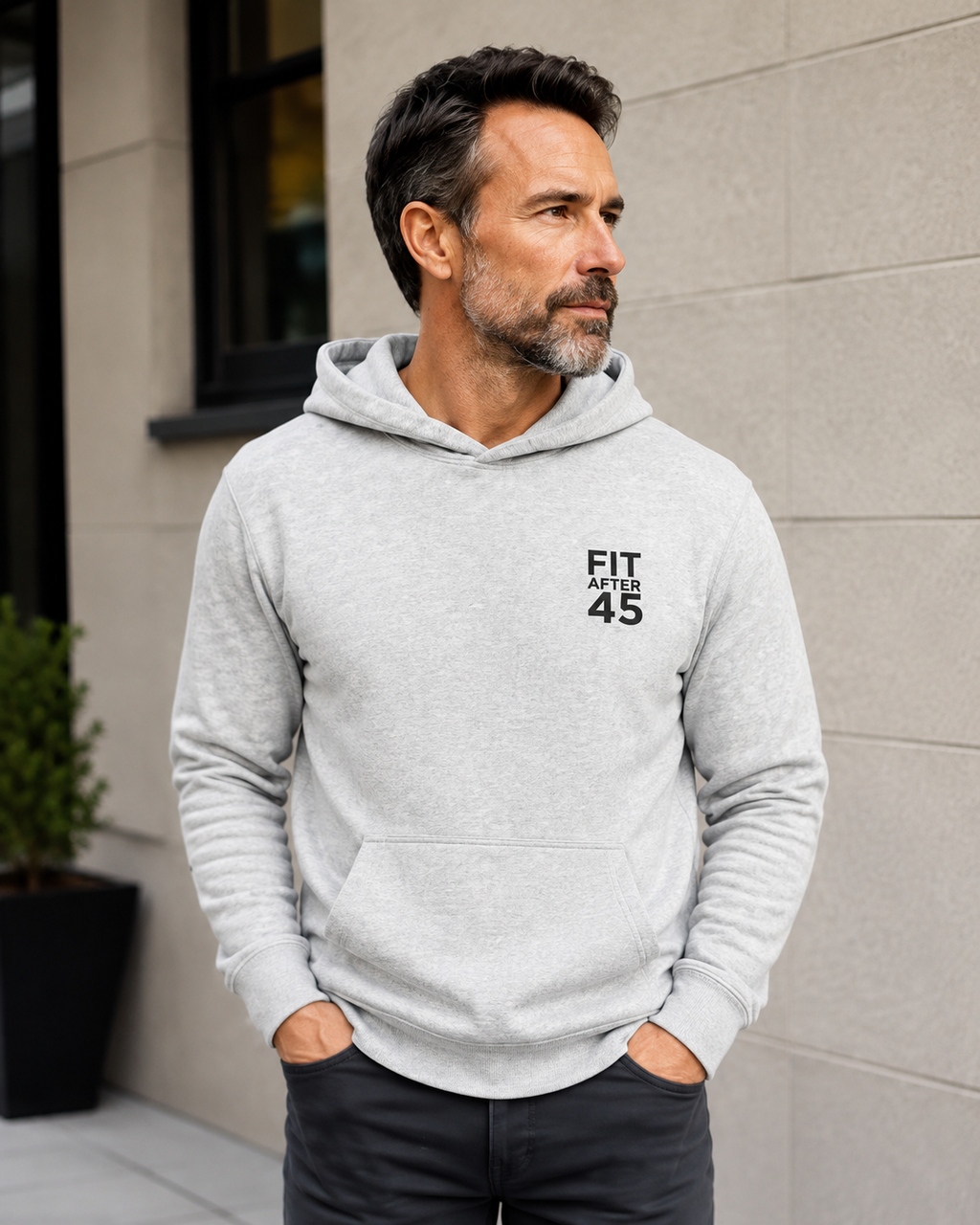 Fit After 45  Men's Premium Heayweight Hoodie - Athletic Heather