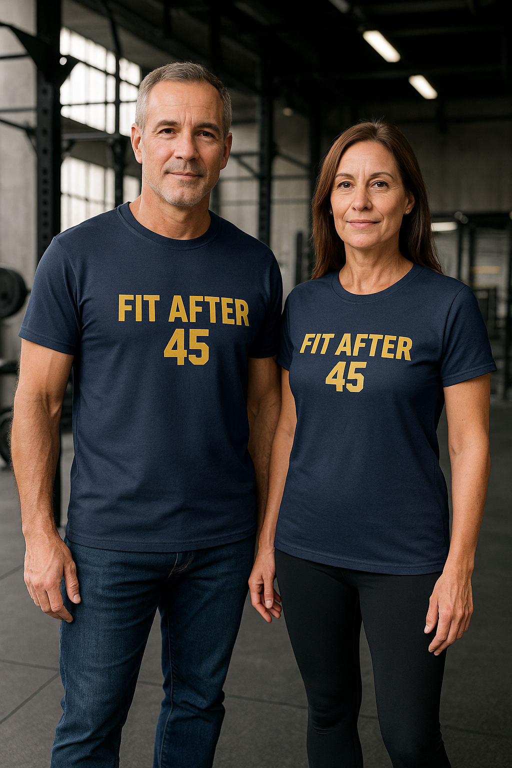 Fit After 45 Tee — Bold Front & Back Motivational Shirt