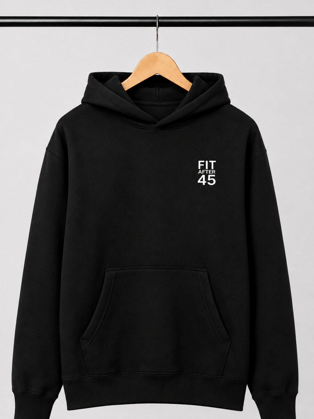 Fit After 45 Men's Premium Heayweight Hoodie-Black
