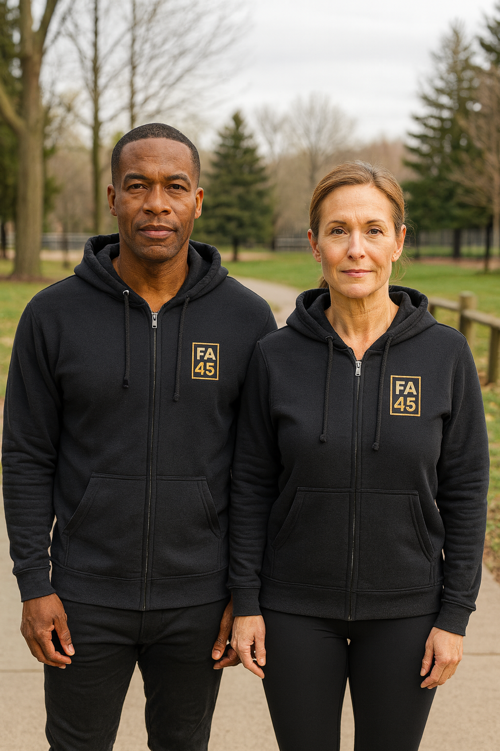 Fit After 45 Zip Hoodie — Minimal Athletic Chest Logo