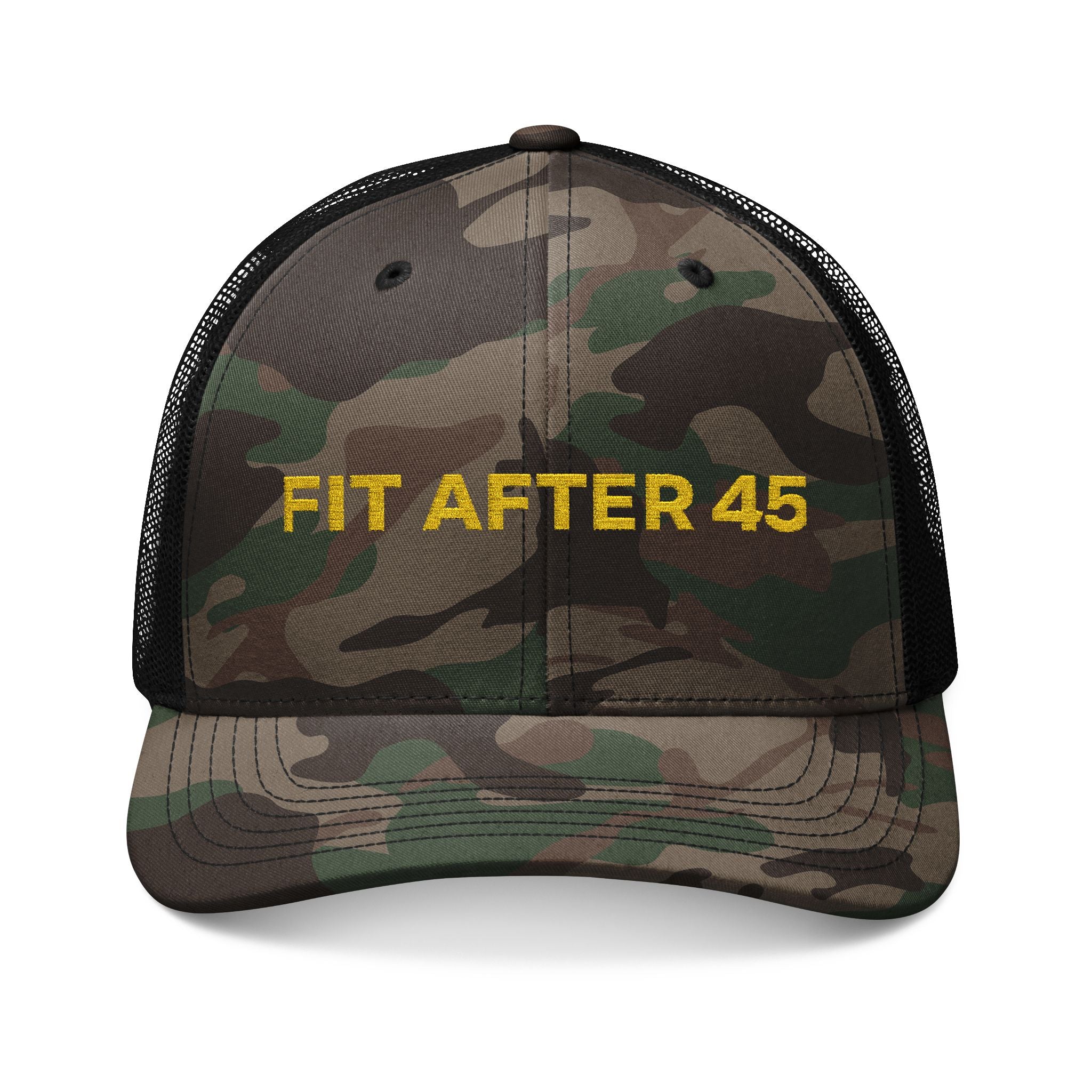 Fit After 45 Camo Trucker Hat — Lightweight Embroidered Outdoor Dad Cap
